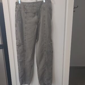 Sundance Charcoal Cargo Pants with Embroidered Detail